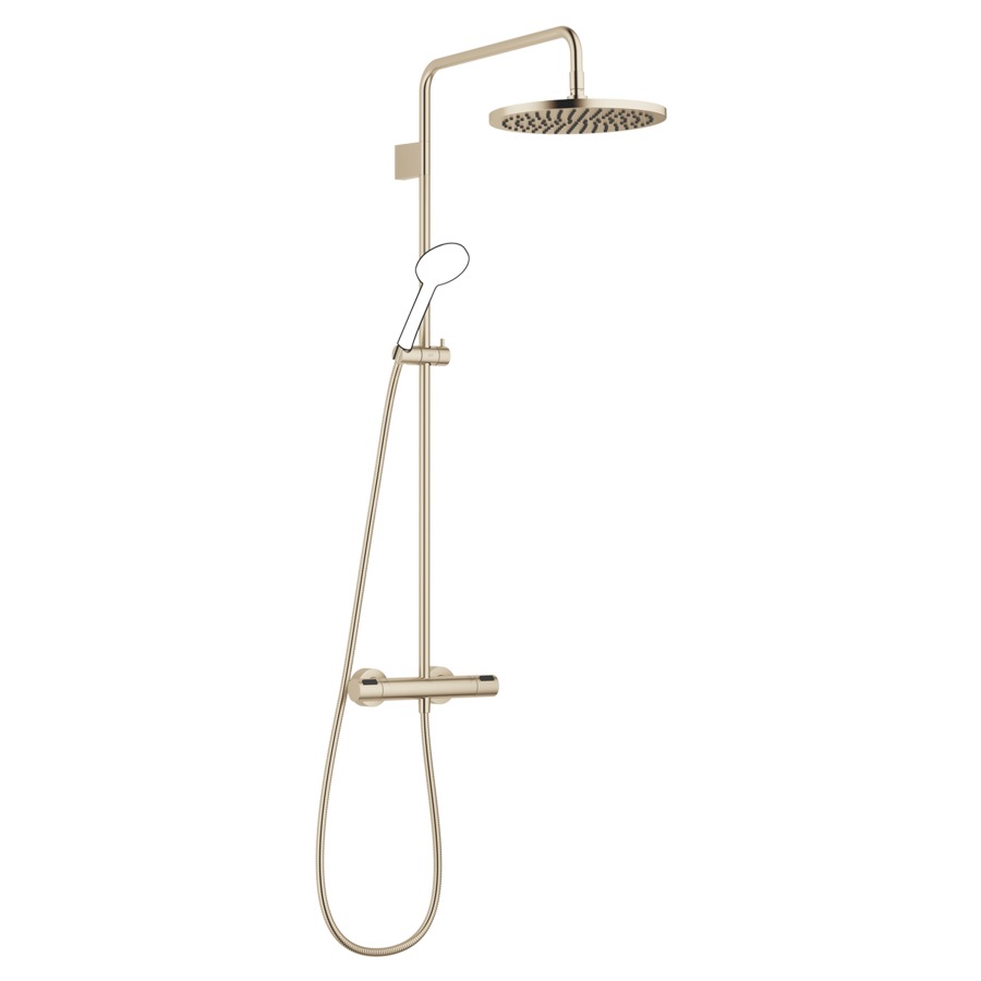 Système de douche DORNBRACHT
114.6 cm
thermostat avec régulateur 
de débit et fonction d’arrêt
2&nbsp;raccordements, avec fonction FlowReduce
bras de douche saillie 454 mm
pomme de douche D 30 cm, Pure Rain
avec système anti-calcaire
débit 14 (L/min), sans douche à main
tuyau de douche 175 cm