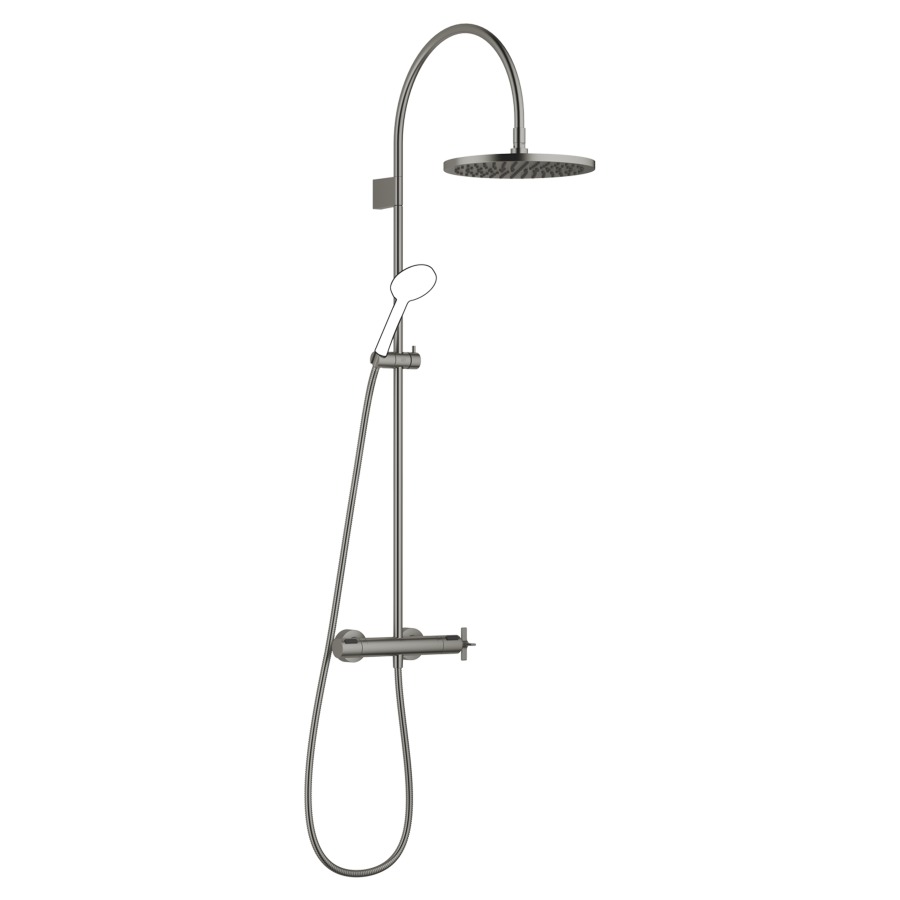 Système de douche VAIA
127.9 cm
thermostat avec régulateur 
de débit et fonction d’arrêt
2&nbsp;raccordements, avec fonction FlowReduce
bras de douche saillie 420 mm
pomme de douche D 30 cm, Pure Rain
avec système anti-calcaire
débit 14 (L/min), sans douche à main
tuyau de douche 175 cm