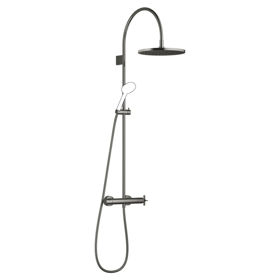 Système de douche VAIA
127.9 cm
thermostat avec régulateur 
de débit et fonction d’arrêt
2&nbsp;raccordements, avec fonction FlowReduce
bras de douche saillie 420 mm
pomme de douche D 30 cm, Pure Rain
avec système anti-calcaire
débit 14 (L/min), sans douche à main
tuyau de douche 175 cm
