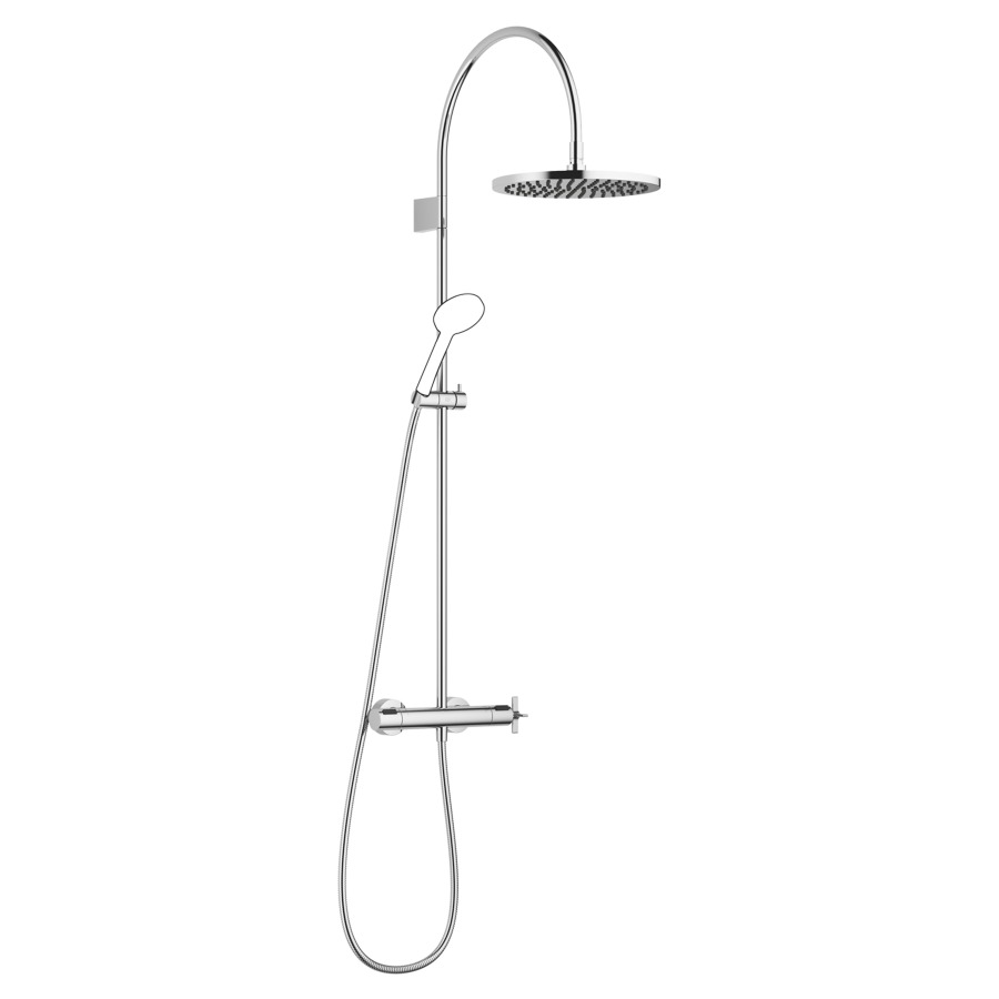Système de douche VAIA
127.9 cm
thermostat avec régulateur 
de débit et fonction d’arrêt
2&nbsp;raccordements, avec fonction FlowReduce
bras de douche saillie 420 mm
pomme de douche D 30 cm, Pure Rain
avec système anti-calcaire
débit 14 (L/min), sans douche à main
tuyau de douche 175 cm