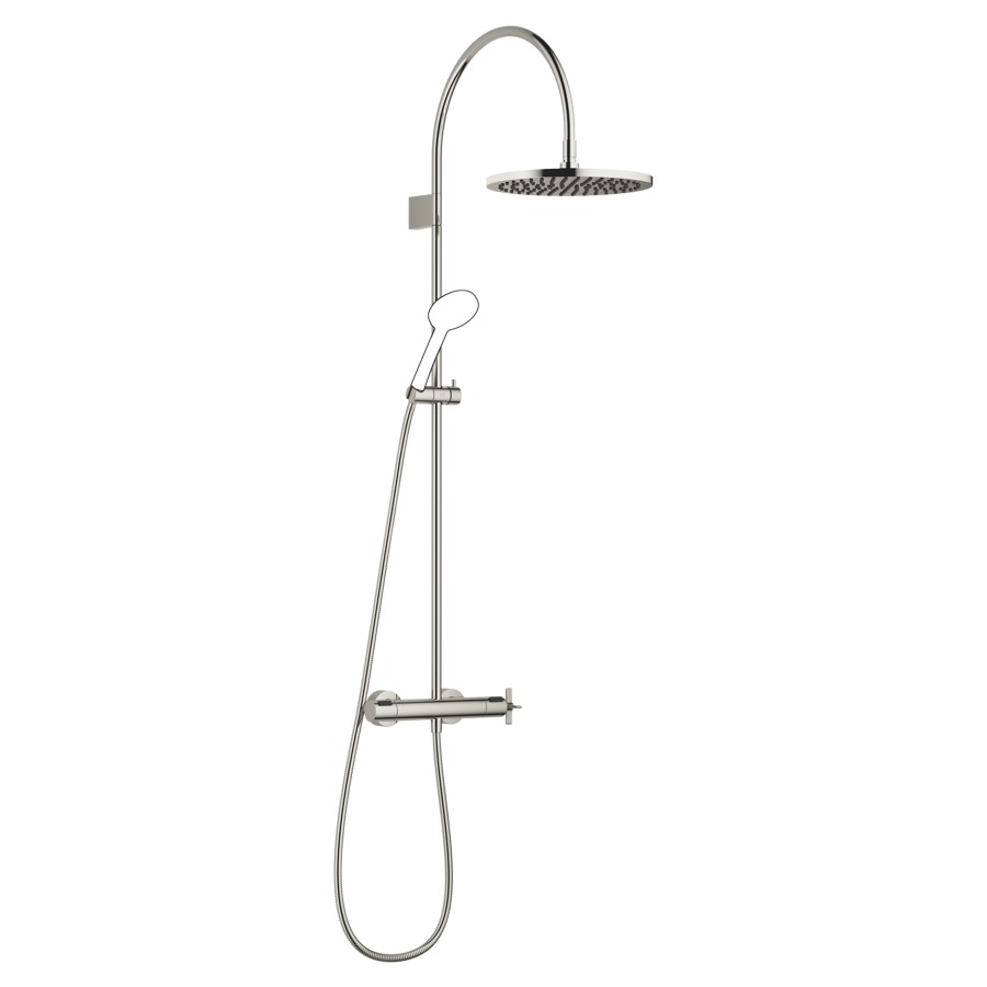 Système de douche VAIA
127.9 cm
thermostat avec régulateur 
de débit et fonction d’arrêt
2&nbsp;raccordements, avec fonction FlowReduce
bras de douche saillie 420 mm
pomme de douche D 30 cm, Pure Rain
avec système anti-calcaire
débit 14 (L/min), sans douche à main
tuyau de douche 175 cm