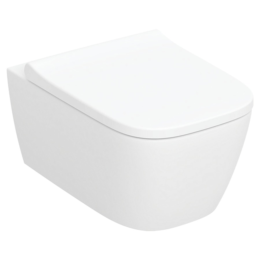 Set cuvette murale ICON UP
35.5 x 33.5 x 53 cm, angulaire
Céramique, sans bord de rinçage, TurboFlush
forme fermée, pour chasse d'eau à 
encastrer, avec siège de WC
avec système d’abaissement automatique
avec matériel de fixation