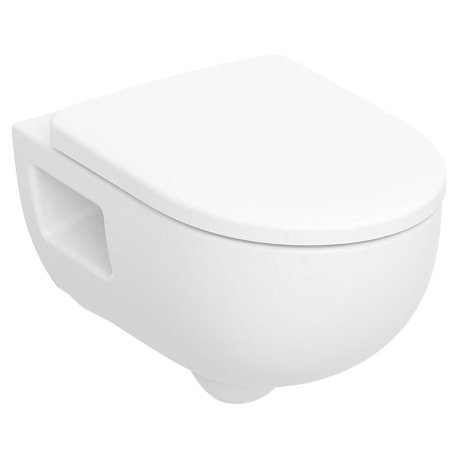 Set cuvette murale RENOVA UP
35.5 x 34 x 53 cm
Céramique, sans bord de rinçage
TurboFlush, forme semi-fermée
pour chasse d'eau à encastrer
avec siège de WC, avec plaque de 
déclenchement Sigma 20 angulaire
avec accessoires d'installation