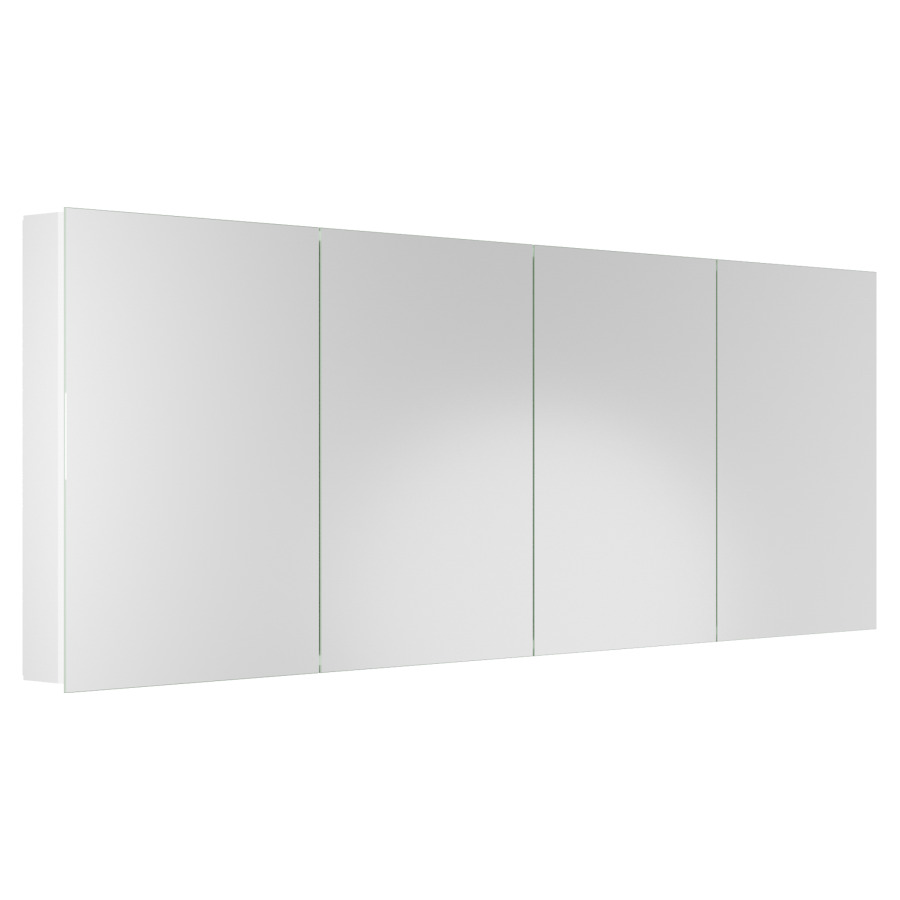 Armoire de toilette Auralis UP/AP
200 x 70 x 12.5 cm
Profilé en aluminium
4 portes à double miroir (50/50/50/50)
éclairage LED indirect
52.61/53.65 Watt
9119/9489 Lumen, dimmable
8 étagères en verre réglables 
2 prises doubles à l'intérieur en bas à gauche 
et à droite, 1xT13, 2xUSB-C, 1 boîte d'accessoires 
avec miroir grossissant
Classe d’énergie C, IP24