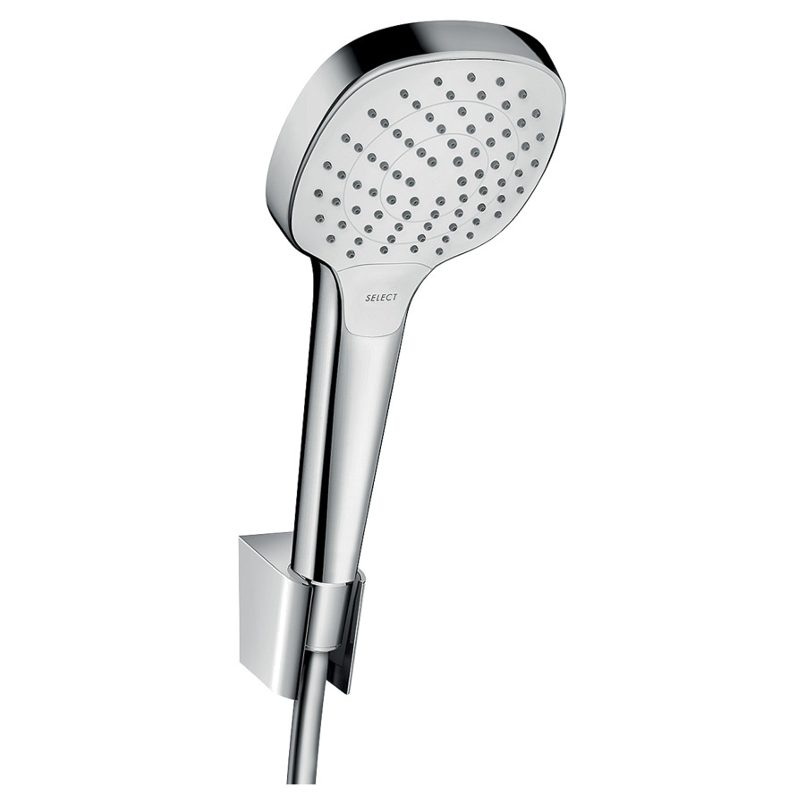 Garniture de douche  CROMA SELECT E
EcoSmart, QuickClean, Vario 
douche à main Rain/IntenseRain/TurboRain
débit 8 (L/min), support de douche
tuyau de douche 125 cm