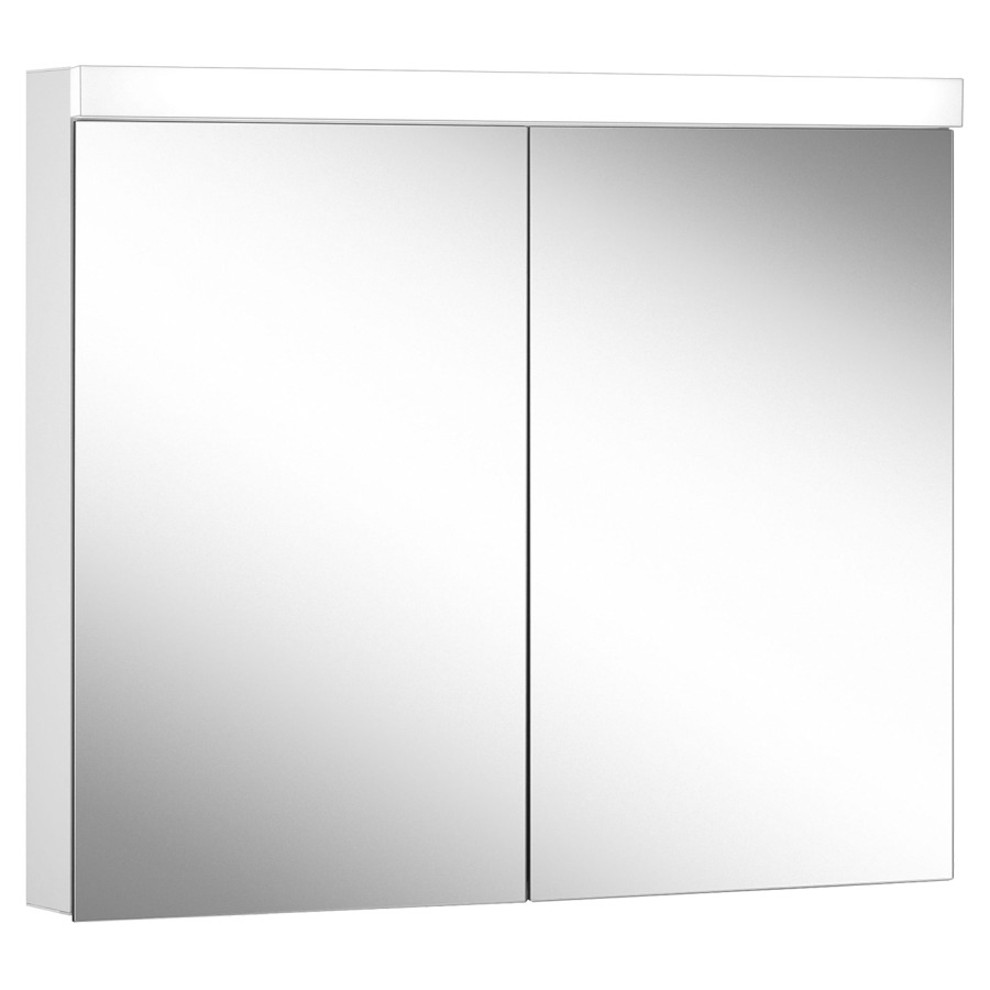 Armoire de toilette Schneider LOW basic TW UP/AP
89.5 x 74.7 x 12/13.3 cm
Profilé en aluminium
2&nbsp;portes à double miroir (45/45)
éclairage LED direct en haut, 23 Watt
2000-6500 Kelvin, 3816 Lumen, dimmable 
Tunable White, 2 tablettes en verre
1&nbsp;prise double en haut à droite
changeable à gauche
Classe d’énergie C, IP44