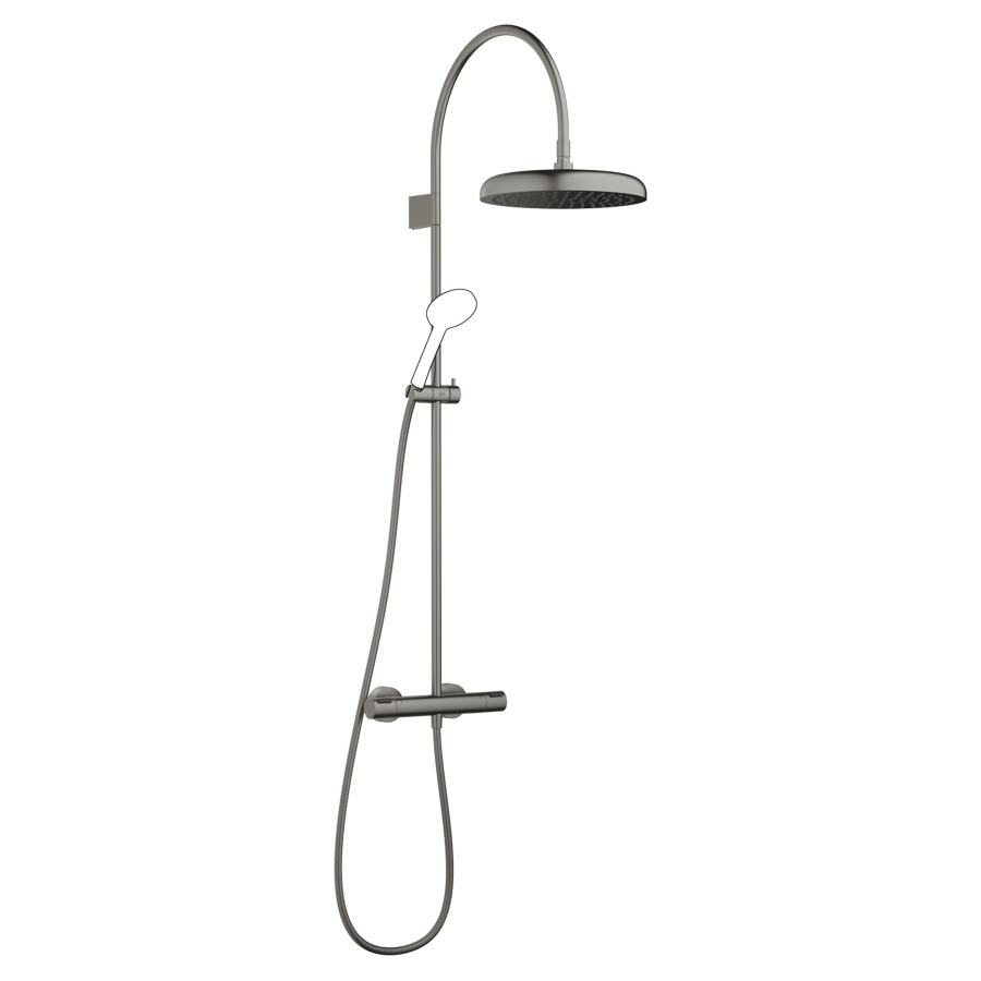 Système de douche COYA
avec thermostat
127.9 cm, 1/2", E 137-163 mm
saillie 420 mm
douche arrosoir D 30 cm, Pure Rain
débit 14 (L/min)
tuyau de douche métallique 175 cm
sans douche à main
groupe acoustique&nbsp;I