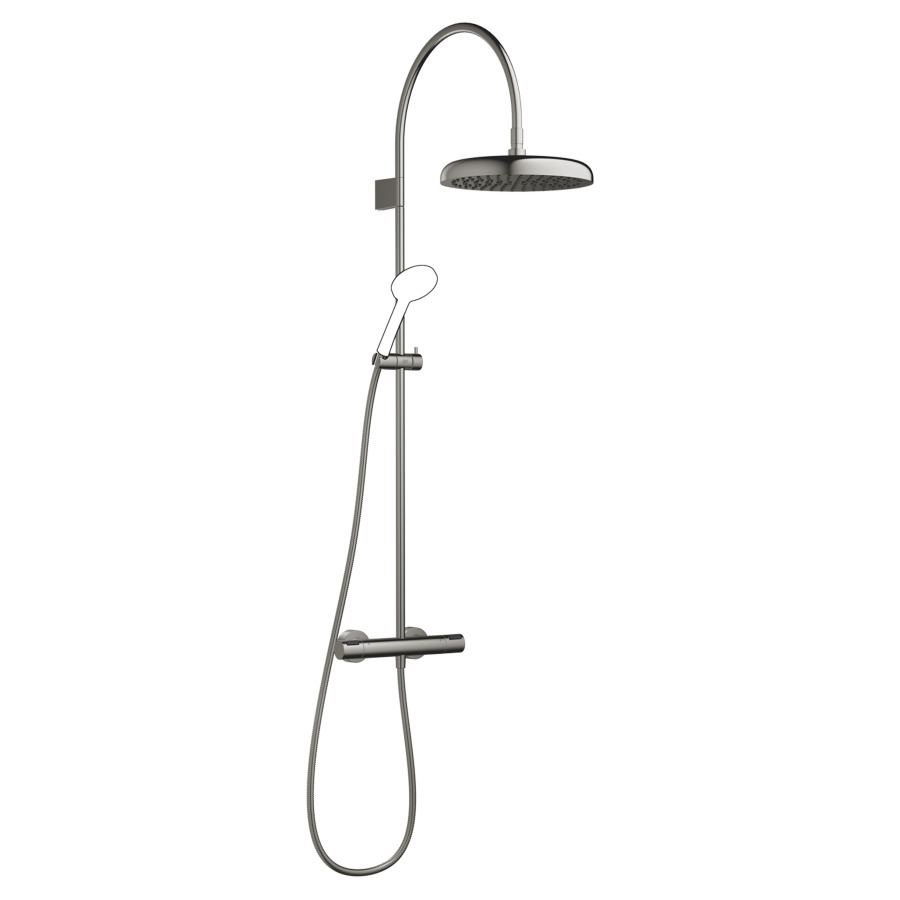 Système de douche COYA
avec thermostat
127.9 cm, 1/2", E 137-163 mm
saillie 420 mm
douche arrosoir D 30 cm, Pure Rain
débit 14 (L/min)
tuyau de douche métallique 175 cm
sans douche à main
groupe acoustique&nbsp;I