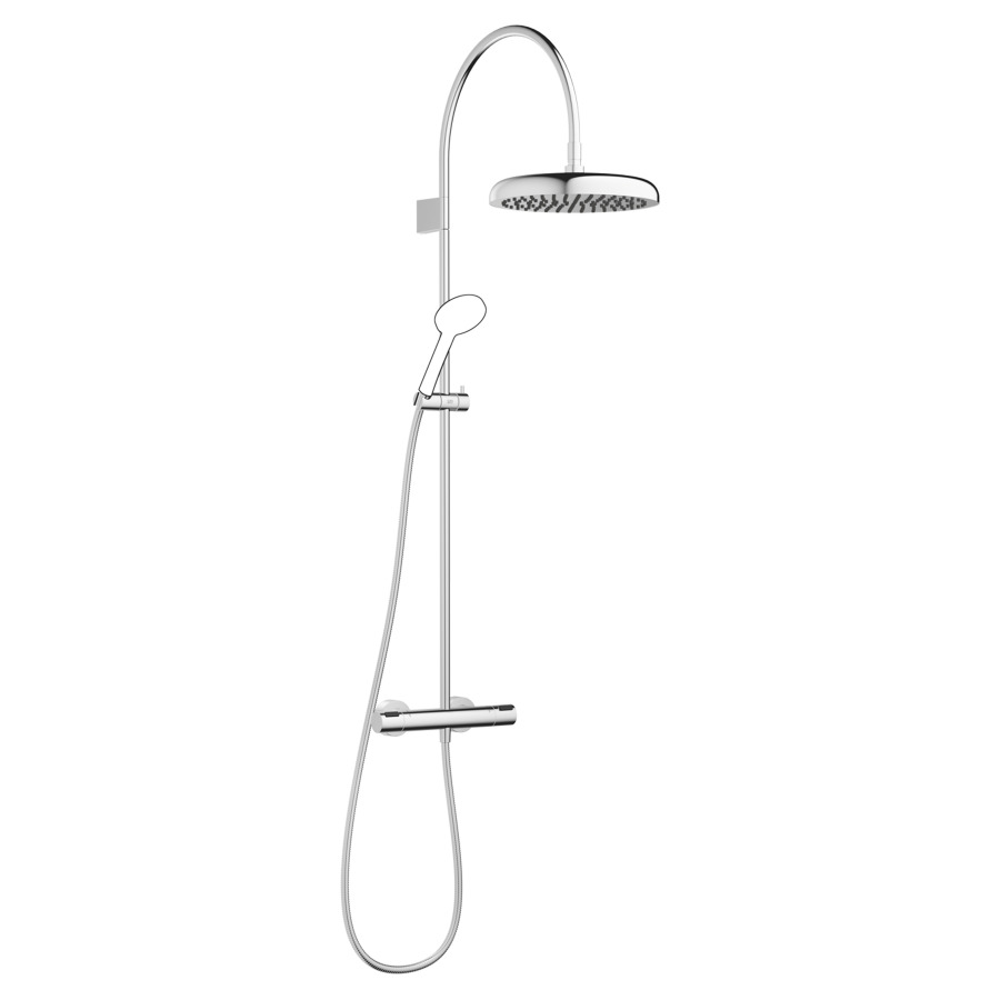 Système de douche COYA
avec thermostat
127.9 cm, 1/2", E 137-163 mm
saillie 420 mm
douche arrosoir D 30 cm, Pure Rain
débit 14 (L/min)
tuyau de douche métallique 175 cm
sans douche à main
groupe acoustique&nbsp;I