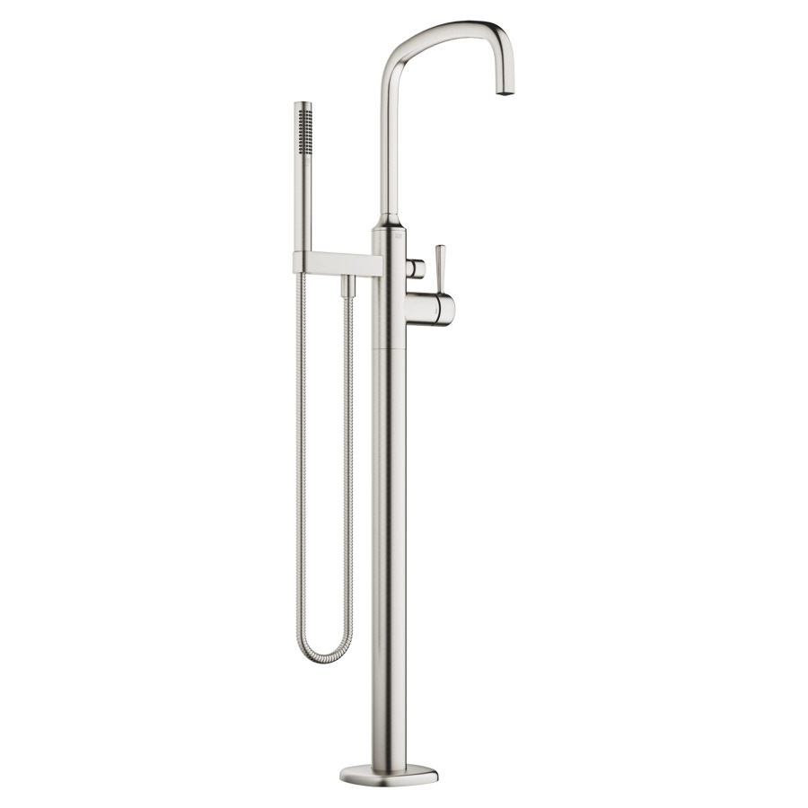 Mélangeur de bain COYA pose libre
H jusqu'à aérateur 904-974 mm
saillie 280 mm, goulot orientable
débit 24.6 (L/min)
douche à main 6.8 (L/min), Compact Rain
tuyau de douche métallique 125 cm
avec poignée à levier
sans corps à encastrer 769021