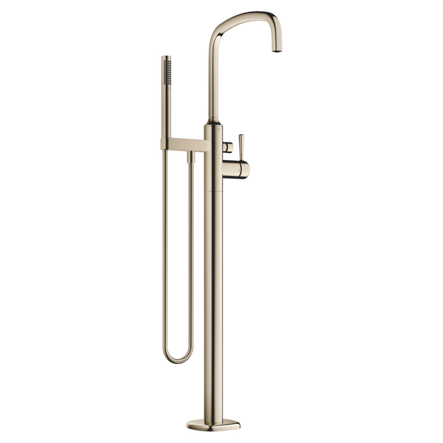 Mélangeur de bain COYA pose libre
H jusqu'à aérateur 904-974 mm
saillie 280 mm, goulot orientable
débit 24.6 (L/min)
douche à main 6.8 (L/min), Compact Rain
tuyau de douche métallique 125 cm
avec poignée à levier
sans corps à encastrer 769021