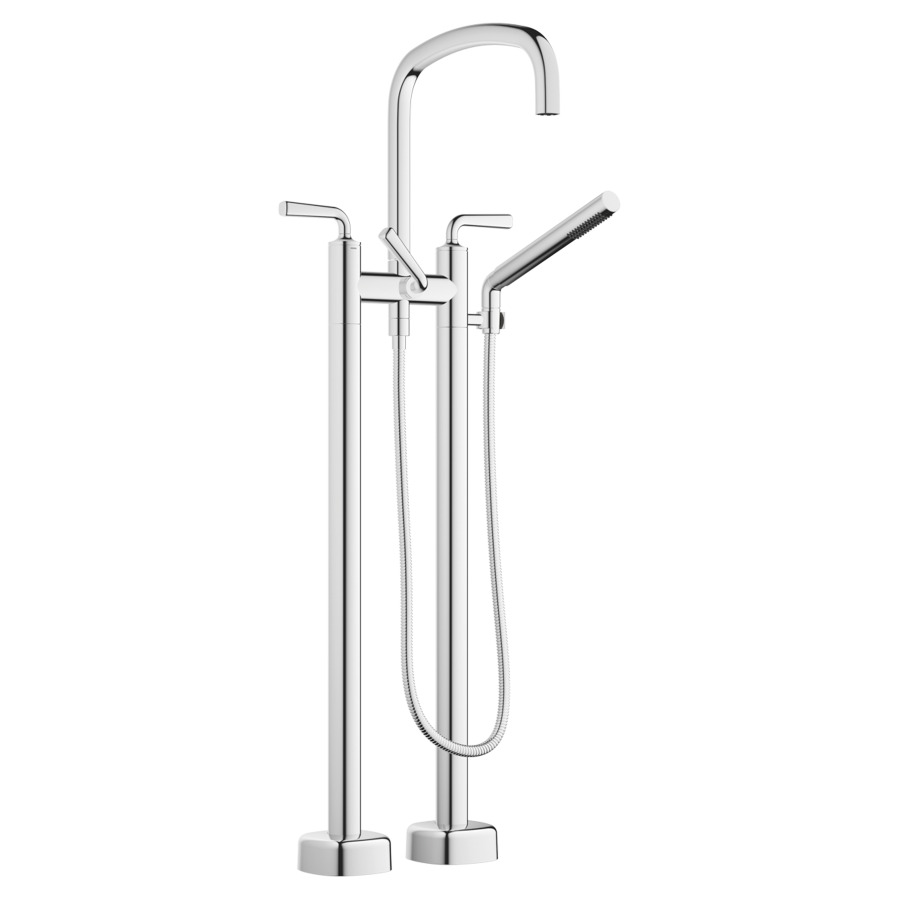 Batterie de bain COYA pose libre
H jusqu'à aérateur 834 mm
saillie 280 mm, goulot orientable
débit 24.6 (L/min)
douche à main 6.8 (L/min), Compact Rain
tuyau de douche métallique 125 cm
avec poignées à levier
sans corps à encastrer 769021
groupe acoustique&nbsp;I