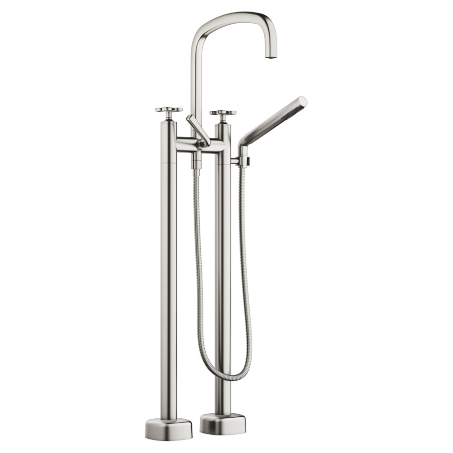 Batterie de bain COYA pose libre
H jusqu'à aérateur 834 mm
saillie 280 mm, goulot orientable
débit 24.6 (L/min)
douche à main 6.8 (L/min), Compact Rain
tuyau de douche métallique 125 cm
avec poignées en croix
sans corps à encastrer 769021
groupe acoustique&nbsp;I