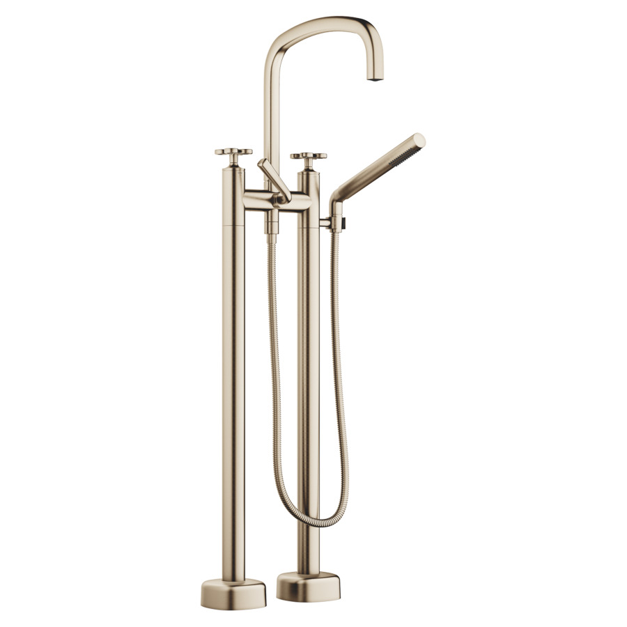 Batterie de bain COYA pose libre
H jusqu'à aérateur 834 mm
saillie 280 mm, goulot orientable
débit 24.6 (L/min)
douche à main 6.8 (L/min), Compact Rain
tuyau de douche métallique 125 cm
avec poignées en croix
sans corps à encastrer 769021
groupe acoustique&nbsp;I