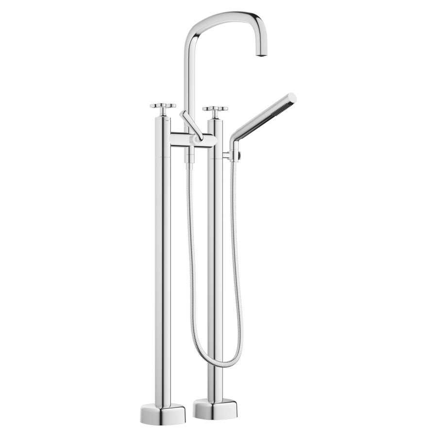 Batterie de bain COYA pose libre
H jusqu'à aérateur 834 mm
saillie 280 mm, goulot orientable
débit 24.6 (L/min)
douche à main 6.8 (L/min), Compact Rain
tuyau de douche métallique 125 cm
avec poignées en croix
sans corps à encastrer 769021
groupe acoustique&nbsp;I