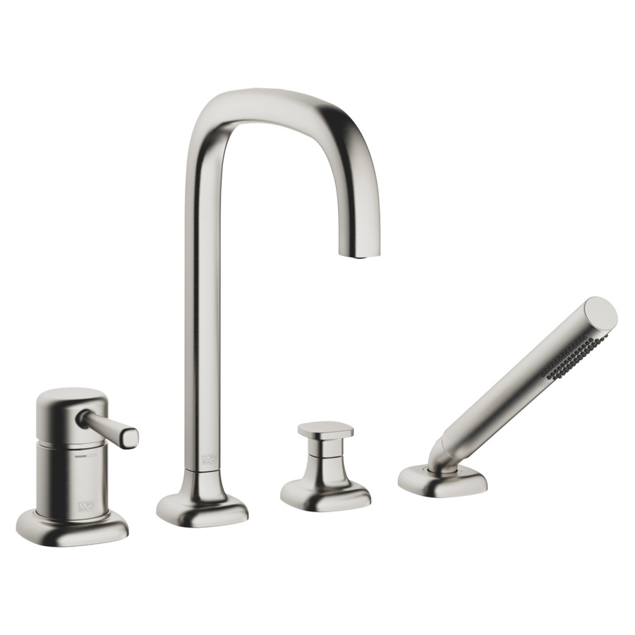 Garniture de remplissage COYA
montage sur carrelage/bord de baignoire 
4-trous, goulot orientable, saillie 220 mm
mélangeur, bec, inverseur, douche à main
débit 18.2 (L/min)
douche à main 6.8 (L/min), Compact Rain
tuyau de douche métallique 175 cm
groupe acoustique&nbsp;I