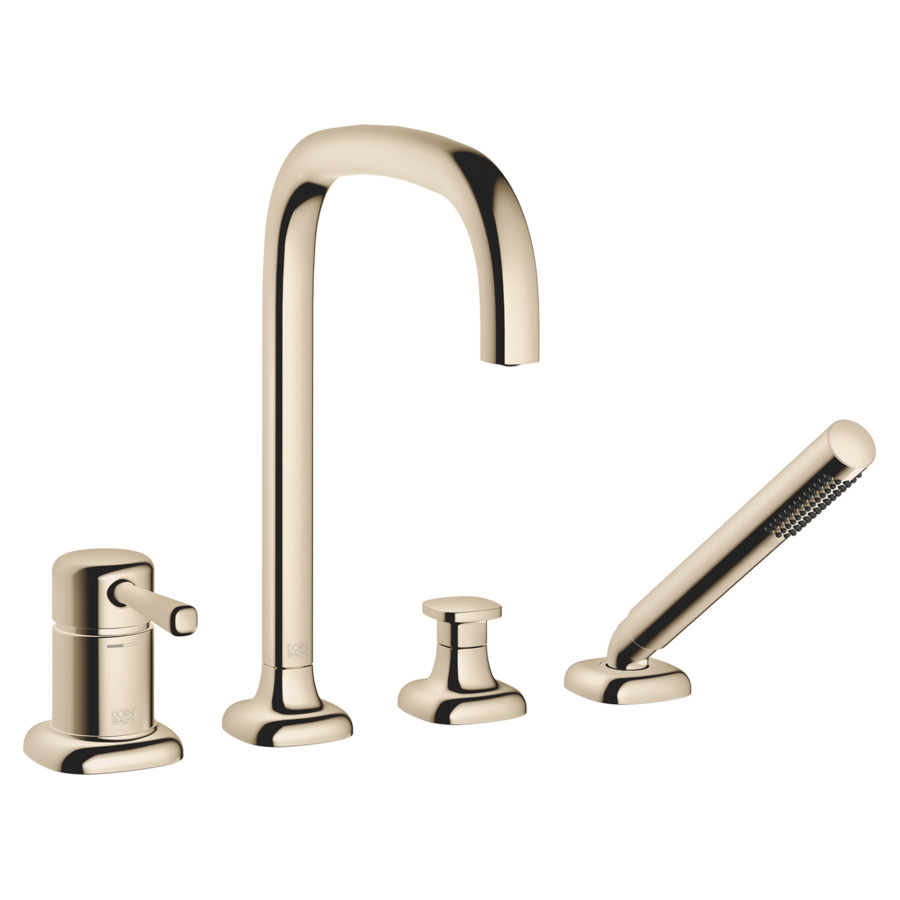 Garniture de remplissage COYA
montage sur carrelage/bord de baignoire 
4-trous, goulot orientable, saillie 220 mm
mélangeur, bec, inverseur, douche à main
débit 18.2 (L/min)
douche à main 6.8 (L/min), Compact Rain
tuyau de douche métallique 175 cm
groupe acoustique&nbsp;I