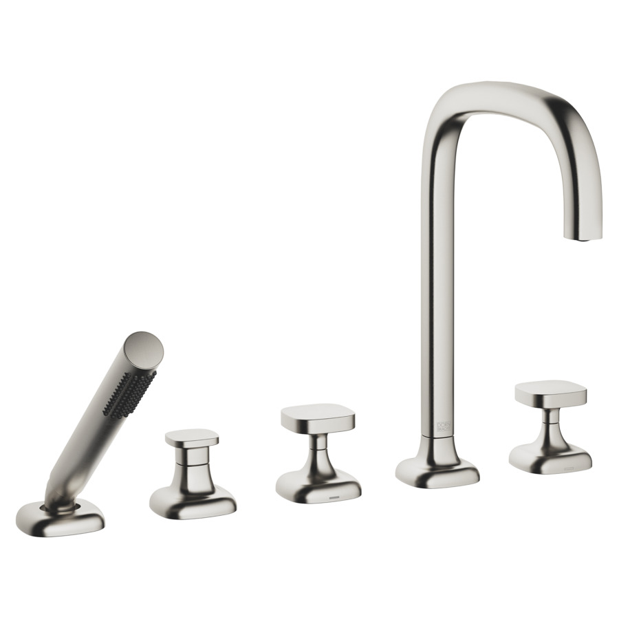 Garniture de remplissage COYA
montage sur carrelage/bord de baignoire 
5-trous, goulot orientable, saillie 220 mm
douche à main, inverseur, mélangeur, bec, mélangeur 
débit 20.4 (L/min)
douche à main 6.8 (L/min), Compact Rain
tuyau de douche métallique 175 cm
avec poignées carrées
groupe acoustique&nbsp;I