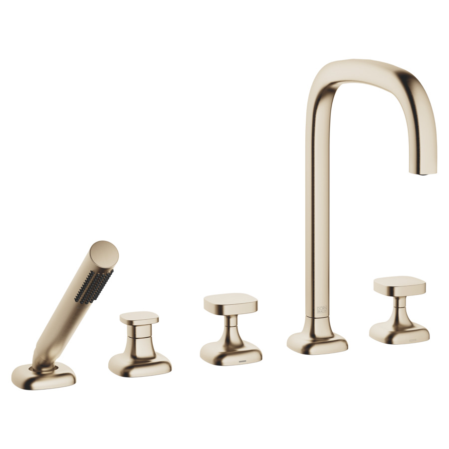 Garniture de remplissage COYA
montage sur carrelage/bord de baignoire 
5-trous, goulot orientable, saillie 220 mm
douche à main, inverseur, mélangeur, bec, mélangeur 
débit 20.4 (L/min)
douche à main 6.8 (L/min), Compact Rain
tuyau de douche métallique 175 cm
avec poignées carrées
groupe acoustique&nbsp;I