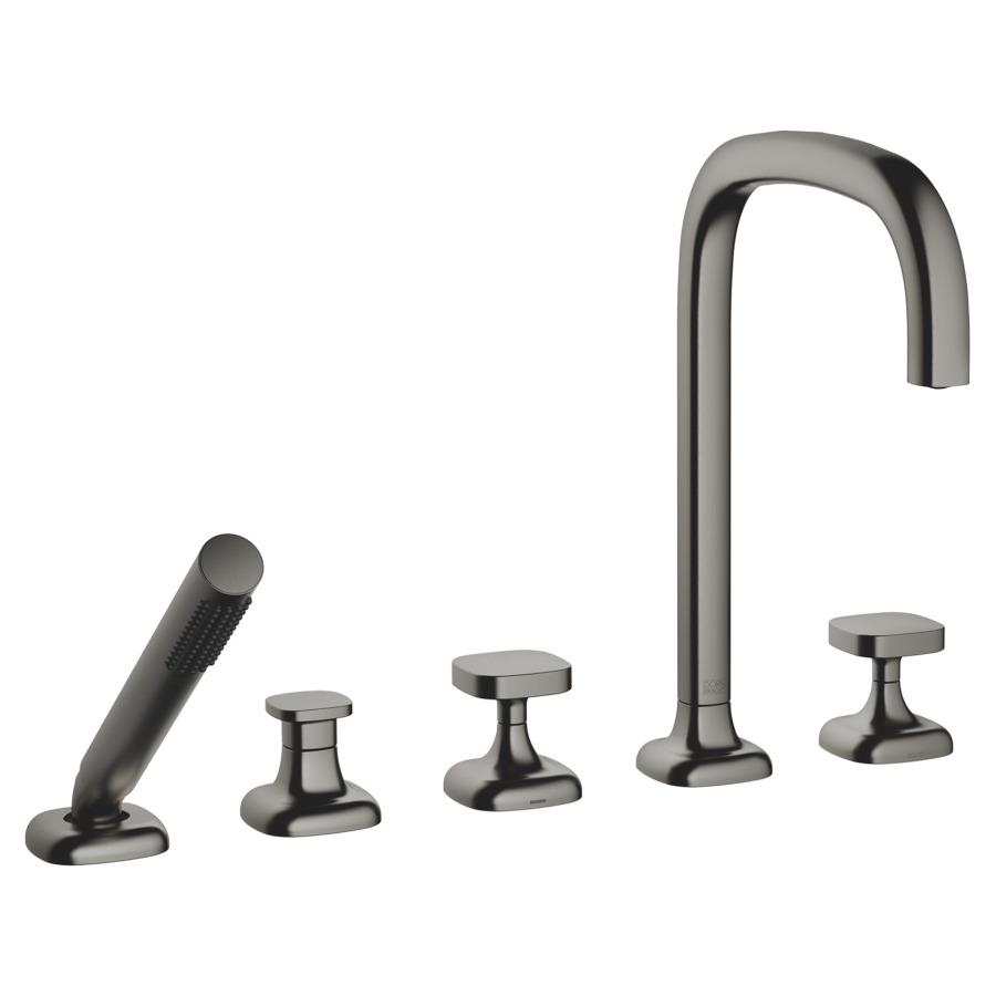 Garniture de remplissage COYA
montage sur carrelage/bord de baignoire 
5-trous, goulot orientable, saillie 220 mm
douche à main, inverseur, mélangeur, bec, mélangeur 
débit 20.4 (L/min)
douche à main 6.8 (L/min), Compact Rain
tuyau de douche métallique 175 cm
avec poignées carrées
groupe acoustique&nbsp;I