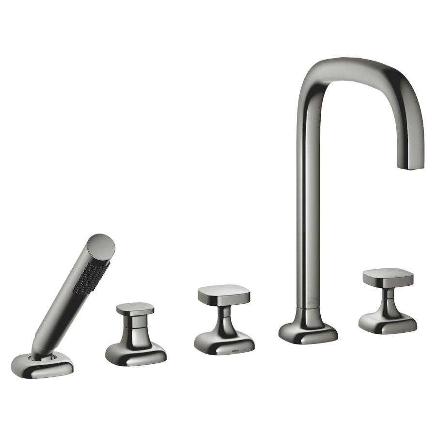 Garniture de remplissage COYA
montage sur carrelage/bord de baignoire 
5-trous, goulot orientable, saillie 220 mm
douche à main, inverseur, mélangeur, bec, mélangeur 
débit 20.4 (L/min)
douche à main 6.8 (L/min), Compact Rain
tuyau de douche métallique 175 cm
avec poignées carrées
groupe acoustique&nbsp;I