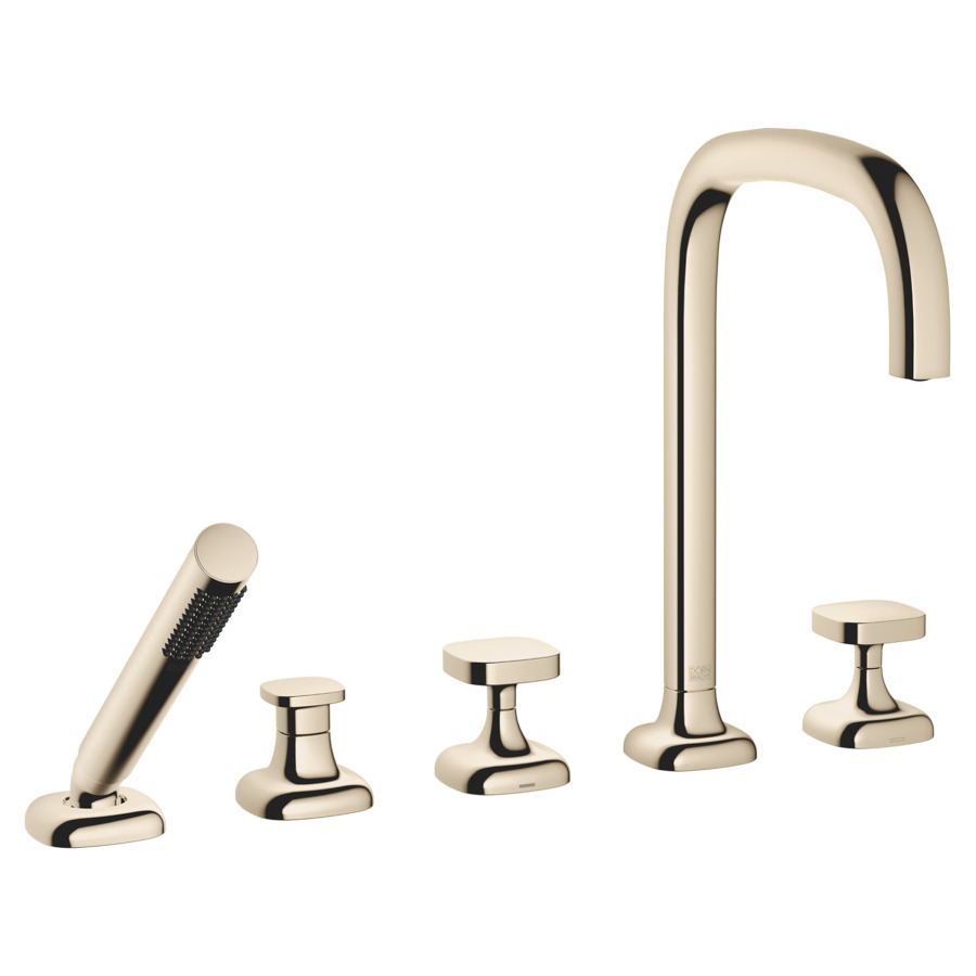 Garniture de remplissage COYA
montage sur carrelage/bord de baignoire 
5-trous, goulot orientable, saillie 220 mm
douche à main, inverseur, mélangeur, bec, mélangeur 
débit 20.4 (L/min)
douche à main 6.8 (L/min), Compact Rain
tuyau de douche métallique 175 cm
avec poignées carrées
groupe acoustique&nbsp;I