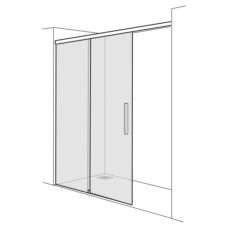 Porte coulissante VIVA Walk-In niche
170.1-200 cm, H -210 cm
2 parties, butée à gauche
MESURES EXACTES SELON PRISE DE MESURE