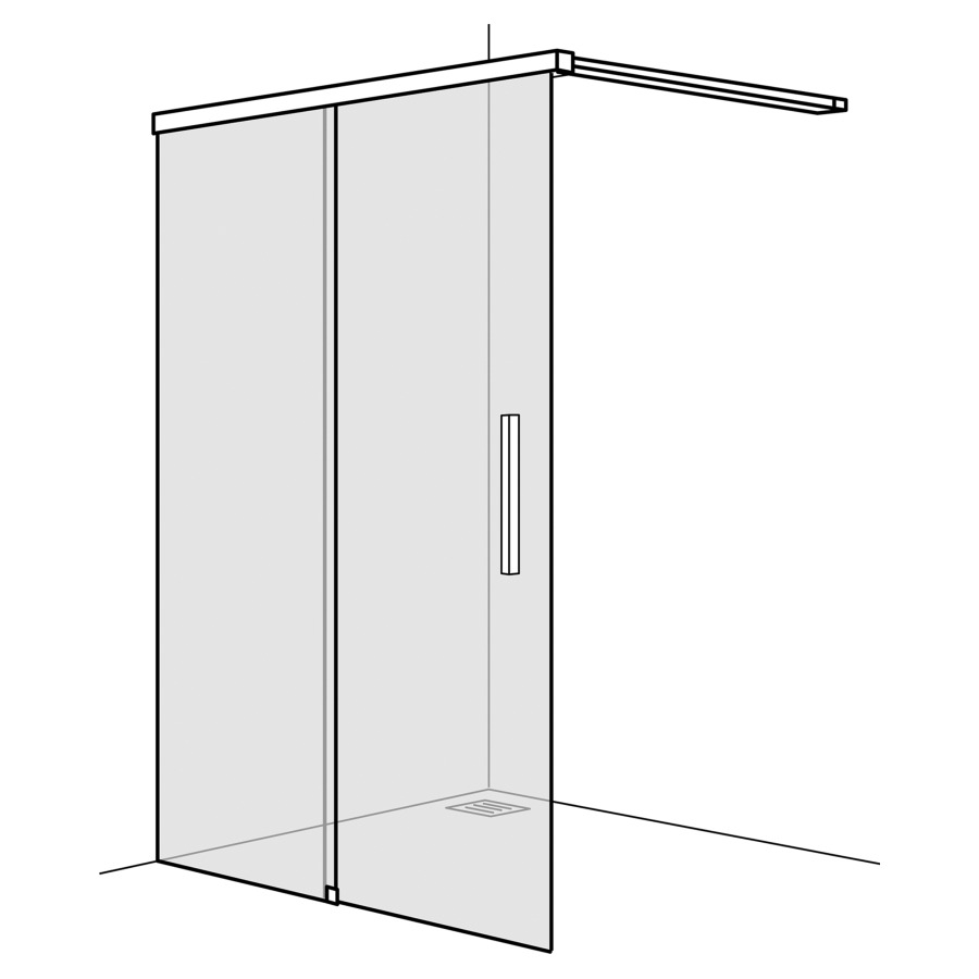 Porte coulissante VIVA Walk-In pose libre
-140 cm, H -210 cm
2 parties, butée à gauche
MESURES EXACTES SELON PRISE DE MESURE
