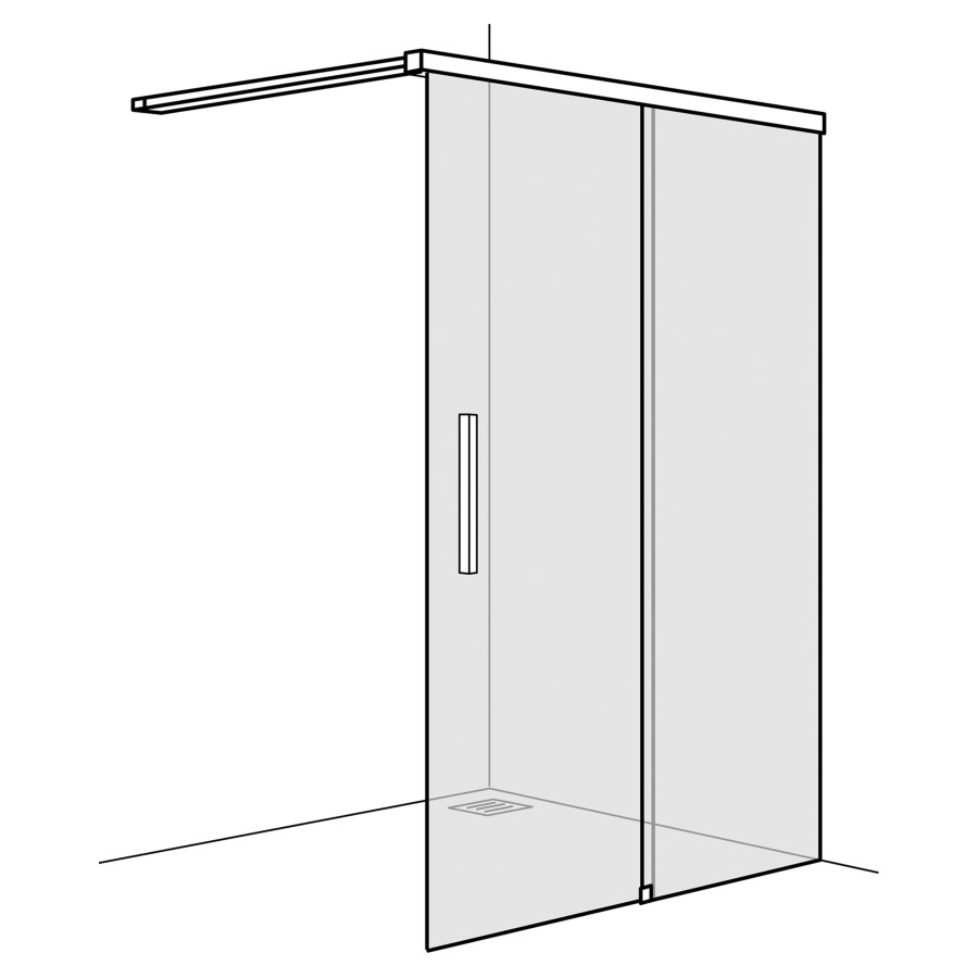 Porte coulissante VIVA Walk-In pose libre
-140 cm, H -210 cm
2 parties, butée à droite
MESURES EXACTES SELON PRISE DE MESURE