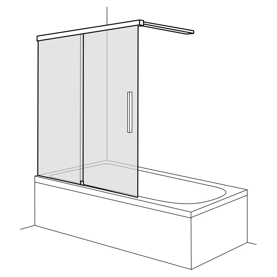 Porte coulissante VIVA sur baignoire
140 cm, H -160 cm
2 parties, butée à gauche
avec traverse
MESURES EXACTES SELON PRISE DE MESURE
