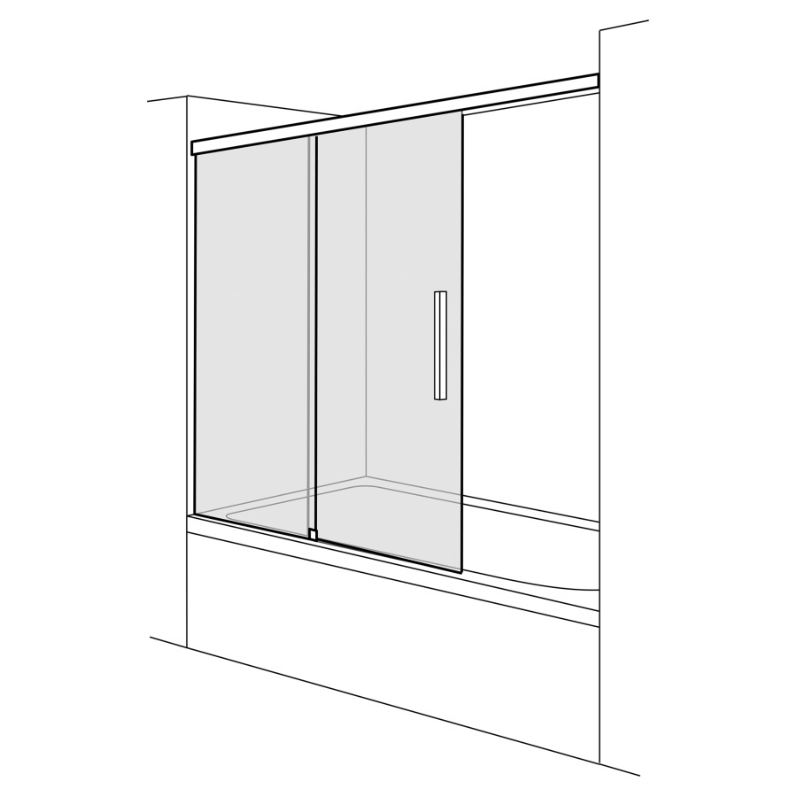 Porte coulissante VIVA niche sur baignoire
140 cm, H -160 cm
2 parties, butée à gauche
MESURES EXACTES SELON PRISE DE MESURE