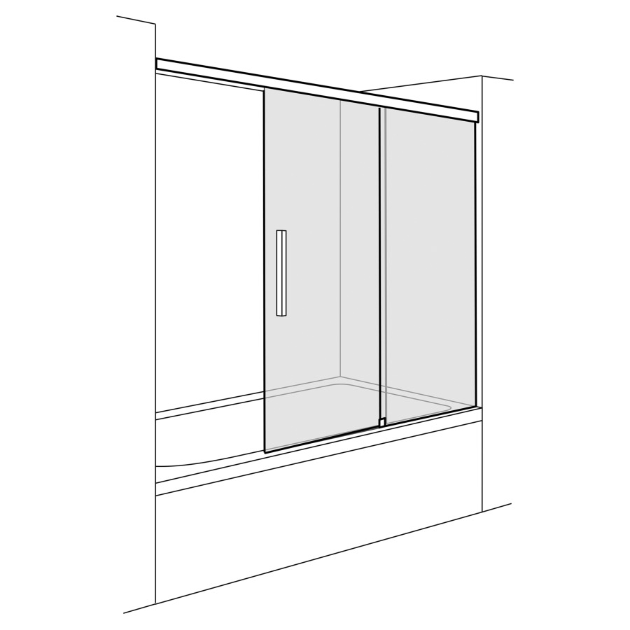 Porte coulissante VIVA niche sur baignoire
120 cm, H -160 cm
2 parties, butée à droite
MESURES EXACTES SELON PRISE DE MESURE