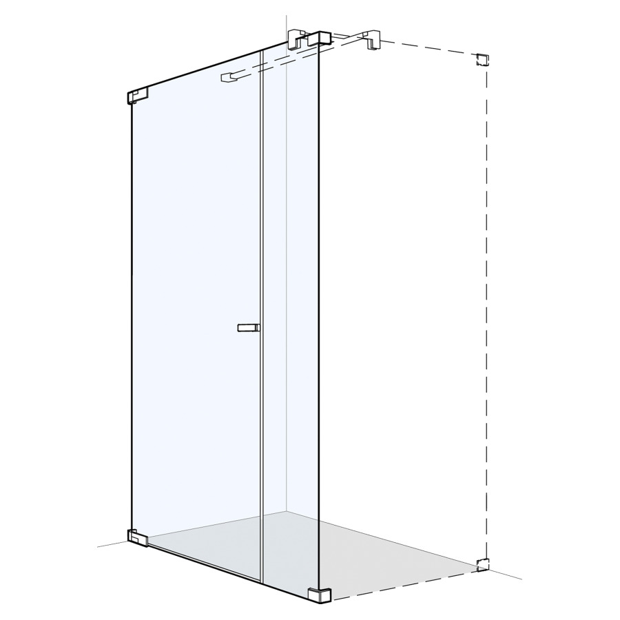 Porte battante S808Plus pour cloison latérale
100.1-140 cm, H 200 cm
sans cadre
avec cloison latérale en alignement
charnière à gauche
MESURES EXACTES SELON PRISE DE MESURE