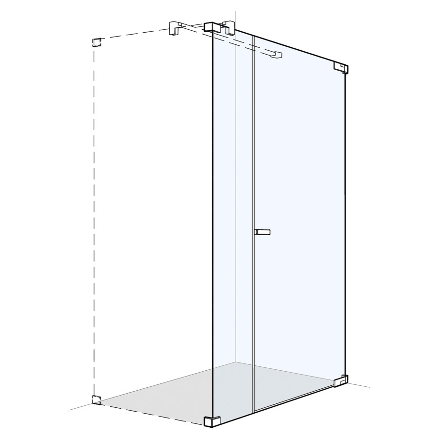 Porte battante S808Plus pour cloison latérale
100.1-140 cm, H 200 cm
sans cadre
avec cloison latérale en alignement
charnière à droite
MESURES EXACTES SELON PRISE DE MESURE
