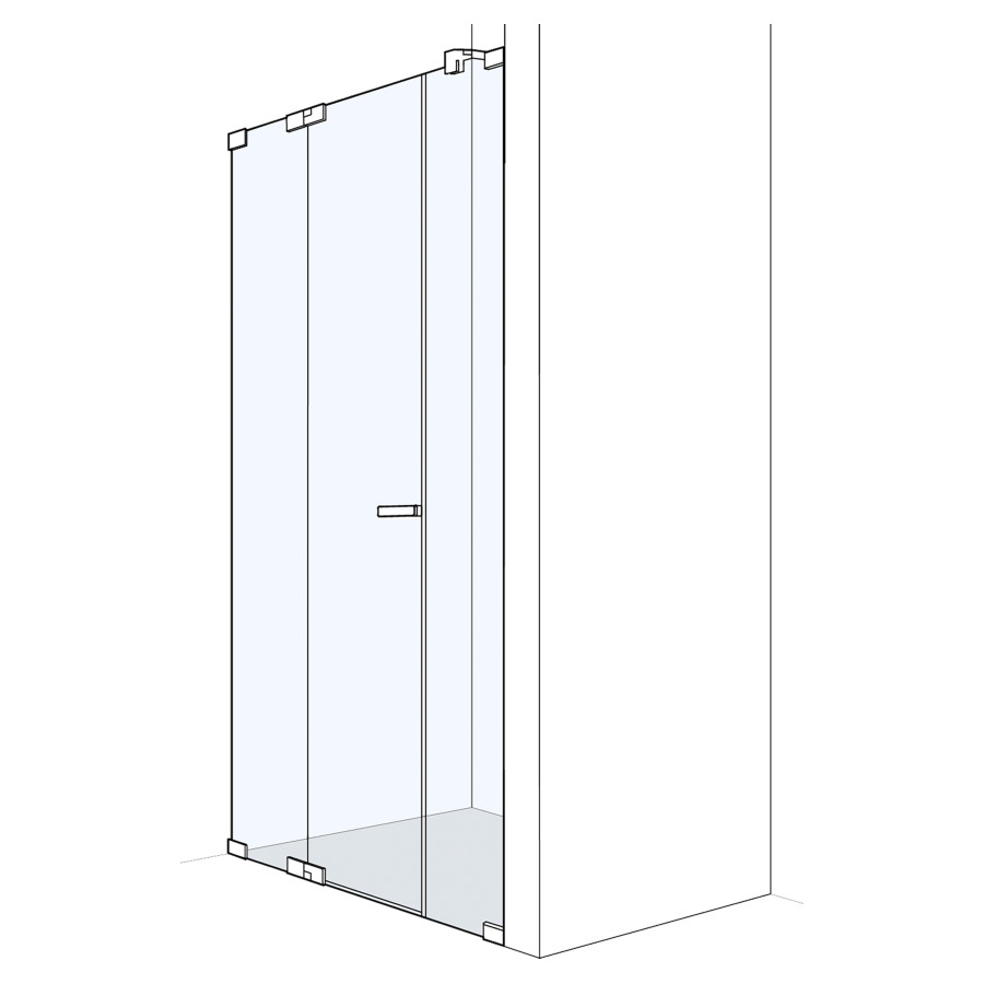 Pendeltür S808Plus Nische
140.1-180 cm, H 200 cm
rahmenlos
mit Festelement und Seitenwand
in Flucht, Band links
Montage zum Kleben möglich mit Gluetech
GENAUE MASSE NACH AUSMASS