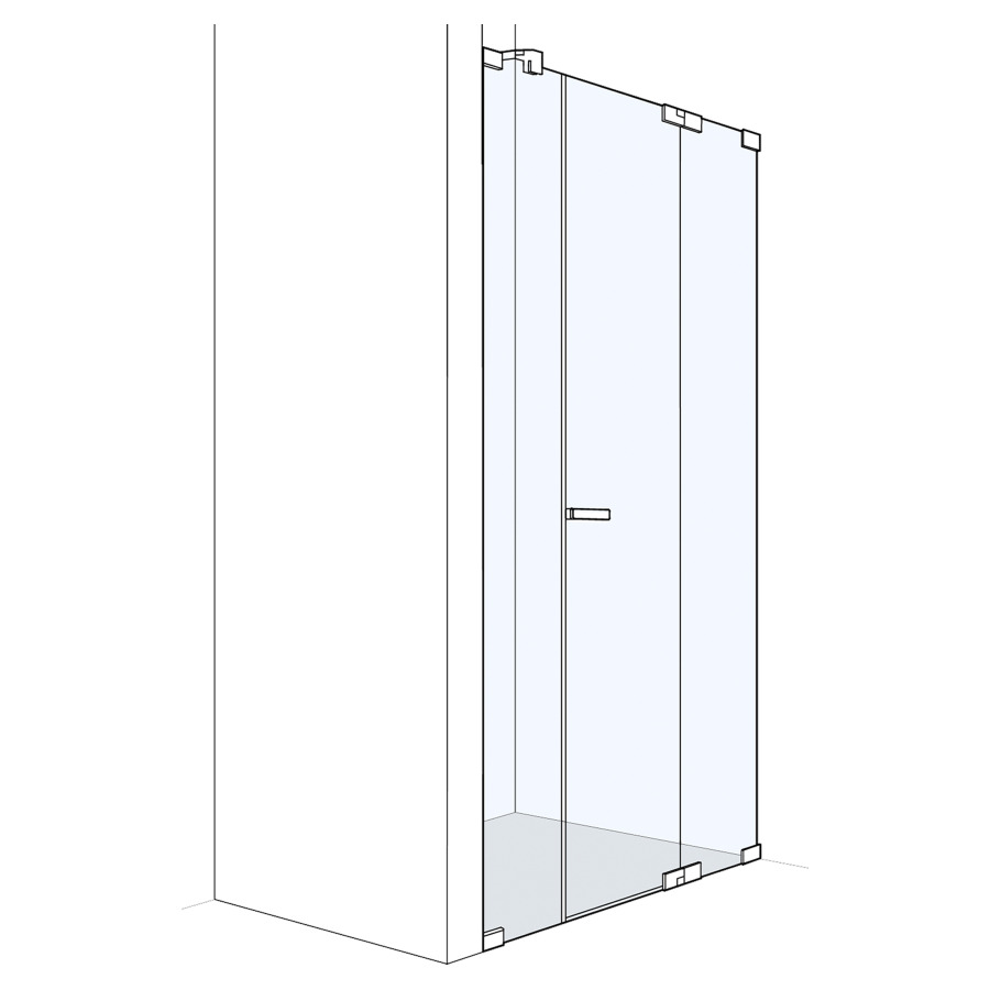 Pendeltür S808Plus Nische
140.1-180 cm, H 200 cm
rahmenlos
mit Festelement und Seitenwand
in Flucht, Band rechts
Montage zum Kleben möglich mit Gluetech
GENAUE MASSE NACH AUSMASS