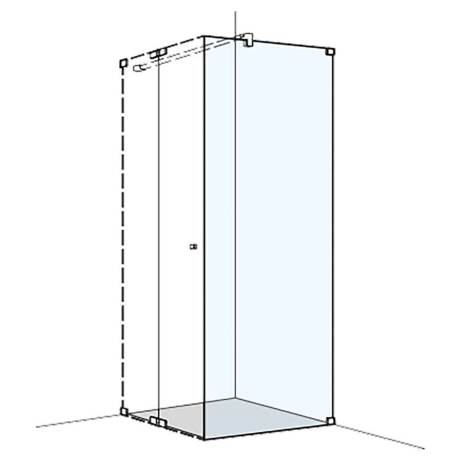 Seitenwand S808Plus 
120.1-140 cm, H 200 cm
rahmenlos
für Pendeltüren, Band rechts
Montage zum Kleben möglich mit Gluetech
GENAUE MASSE NACH AUSMASS