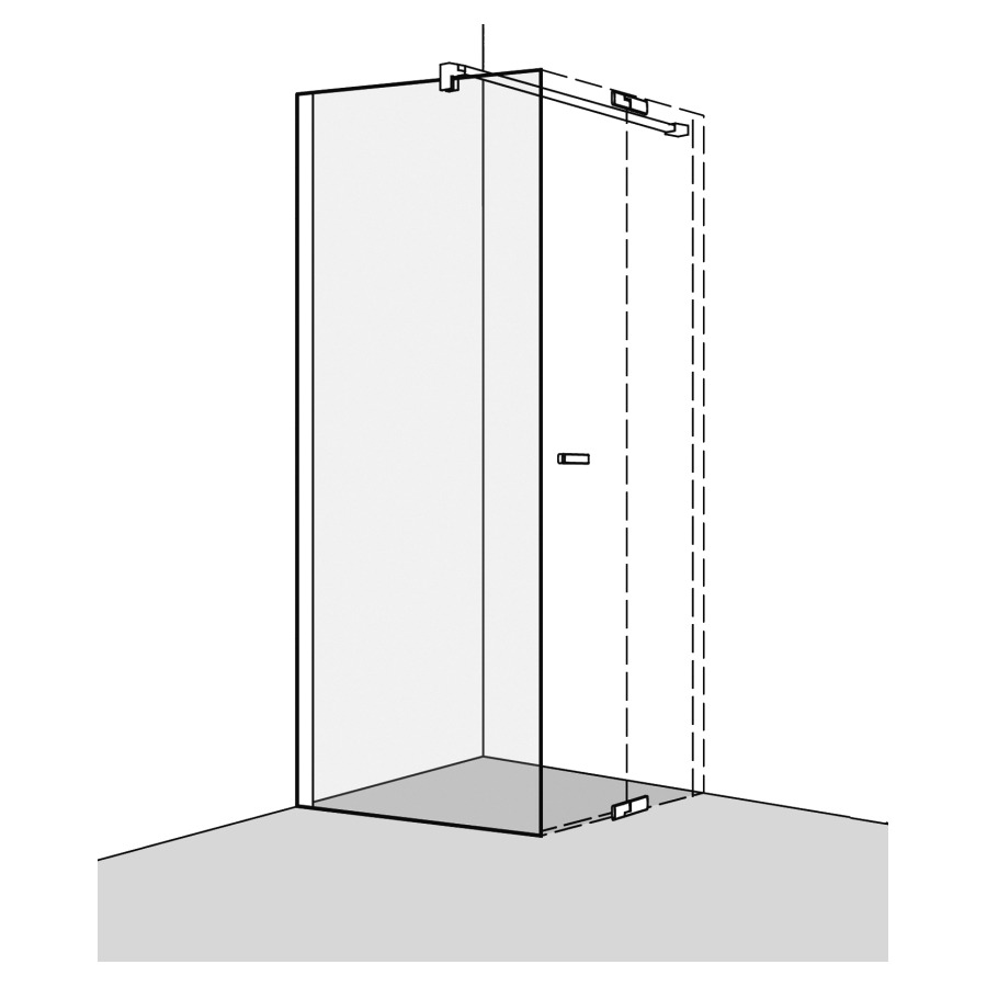 Seitenwand S800Plus 
117.5-119 cm, H 200 cm
teilgerahmt
für Pendeltüren, Band links
Montage zum Kleben möglich mit Gluetech