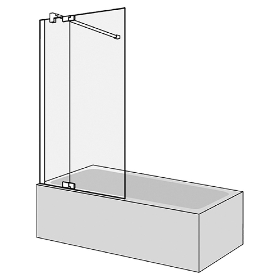 Porte battante S800Plus sur baignoire
98.5-100 cm, H 160 cm
avec cadre partiel
avec élément fixe, charnière à gauche
montage pour collage possible avec Gluetech
