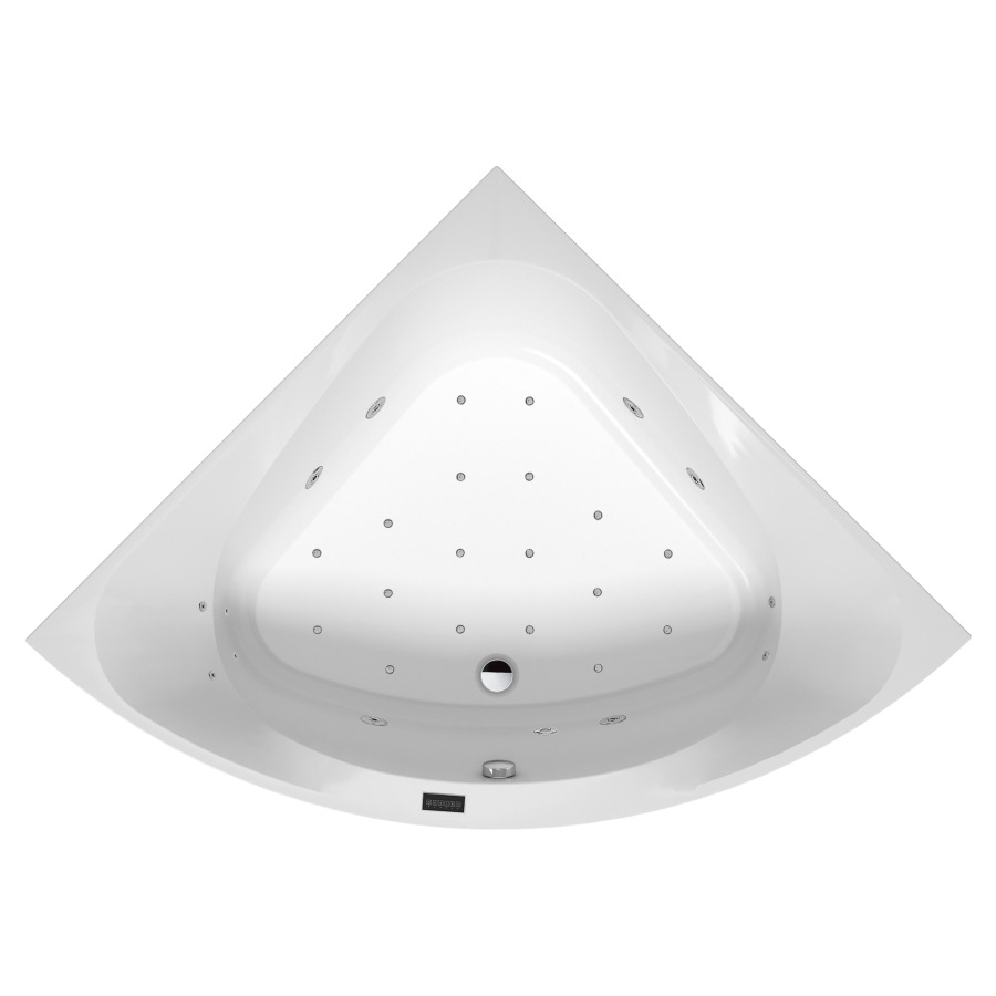 Baignoire d'angle SPECTRA 1400
longueur des côtés 141,8 cm
H 48 cm, matière synthétique
Laola II Combi
6 buses de massage, 18 buses
d'air, ventilateur avec
préchauffage de l'air
désinfection manuelle
1 éclairage blanche LED
touches sensitives
vidage, chevalet de montage
tablier frontal amovible
