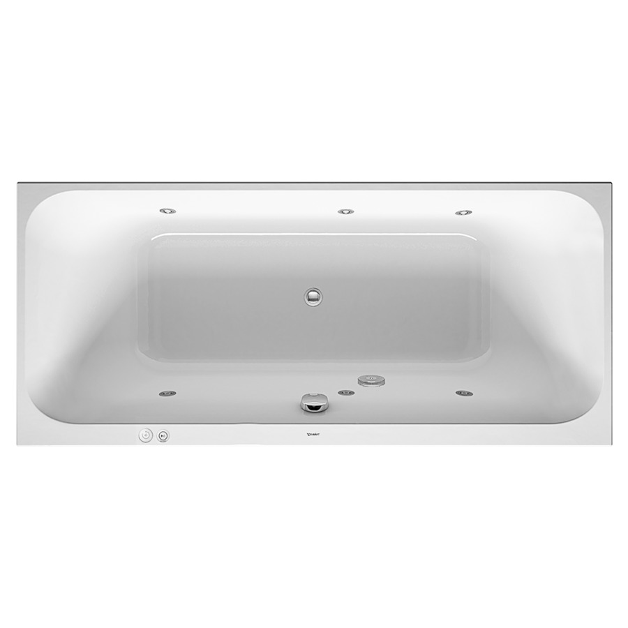 Baignoire HAPPY D.2
180 x 80 x 46 cm
Whirlpool, système Jet
matière synthétique
à encastrer, trop-plein
devant au milieu, 2 dossiers
6 buses latérale d'air et
d'eau, vidage, chevalet
de montage