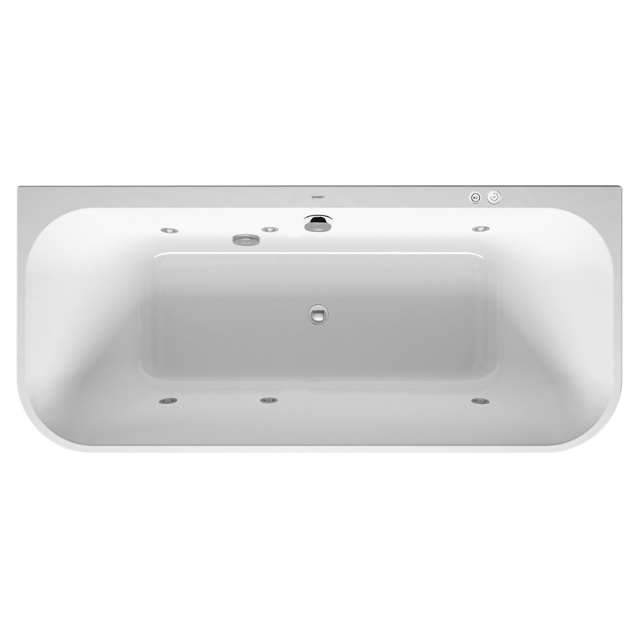 Baignoire HAPPY D.2
180 x 80 x 46 cm
Whirlpool, système Jet
matière synthétique
avec tablier C
trop-plein derrière au milieu
2 dossiers, 6 buses latérale
d'air et d'eau, vidage
chevalet de montage