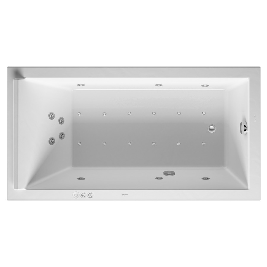 Baignoire STARCK
170 x 90 x 46 cm
Whirlpool, système Combi P
matière synthétique
à encastrer ou pour tablier
6 buses latérale d'air et
d'eau, 12 buses de sol d'air
4 buses dorsal d'air et d'eau
vidage, chevalet de montage