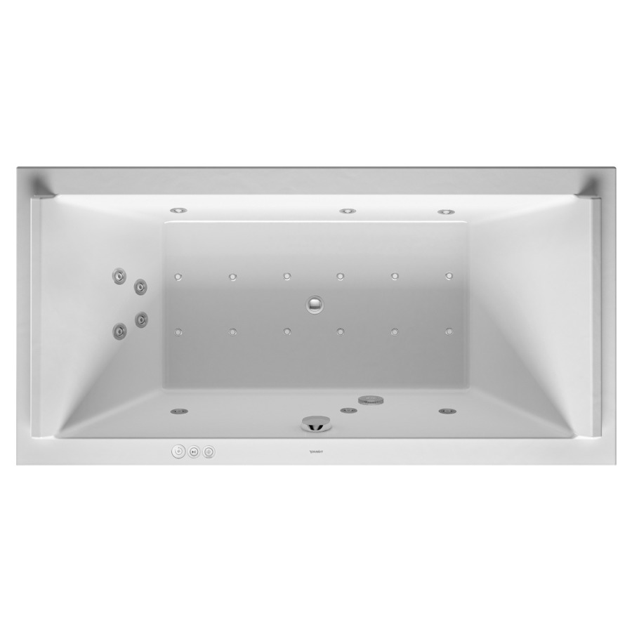 Baignoire STARCK
180 x 90 x 46 cm
Whirlpool, système Combi P
matière synthétique
à encastrer ou pour tablier
2 dossiers, 6 buses latérale
d'air et d'eau, 12 buses de
sol d'air, 4 buses dorsal
d'air et d'eau, vidage
chevalet de montage