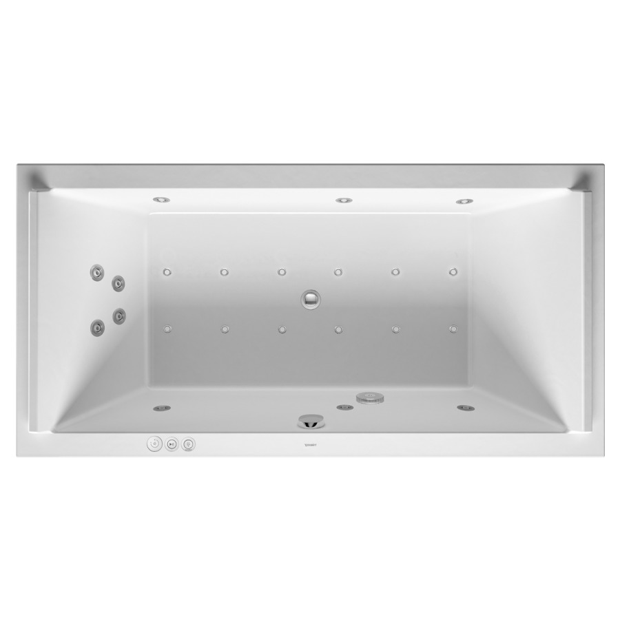 Baignoire STARCK
200 x 100 x 46 cm
Whirlpool, système Combi P
matière synthétique
à encastrer ou pour tablier
2 dossiers, 6 buses latérale
d'air et d'eau, 12 buses de
sol d'air, 4 buses dorsal
d'air et d'eau, vidage
chevalet de montage