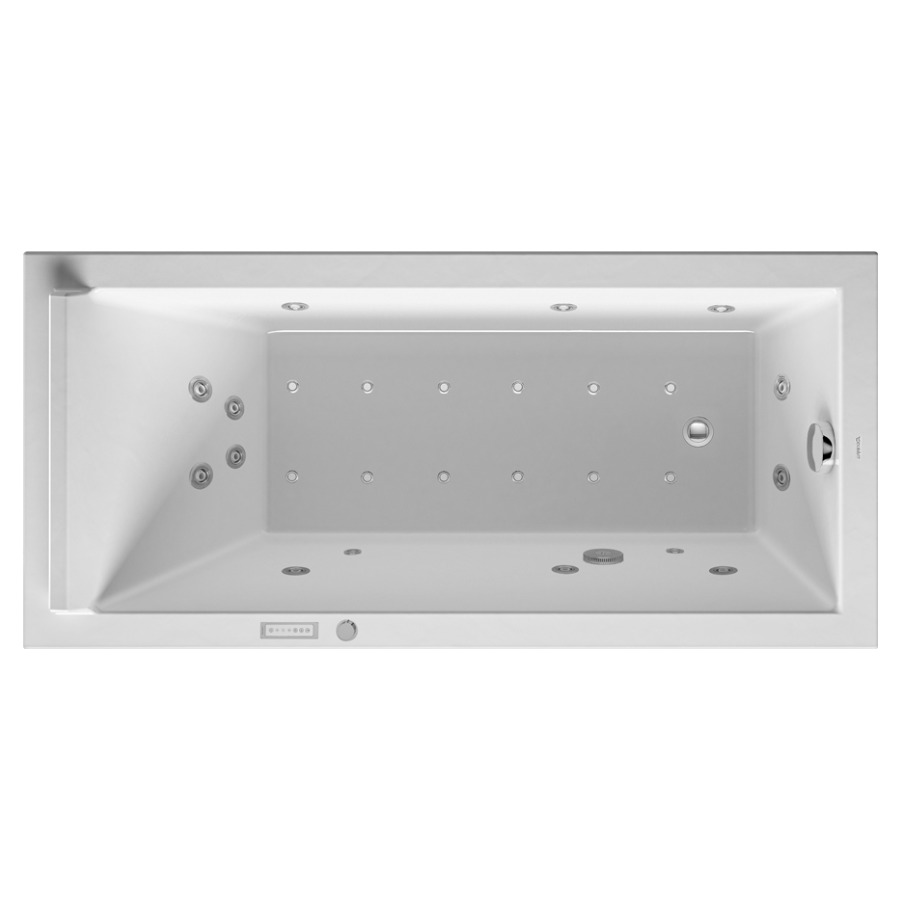 Baignoire STARCK
150 x 70 x 46 cm
Whirlpool, système Combi E
matière synthétique
à encastrer ou pour tablier
6 buses latérale d'air et
d'eau, 12 buses de sol d'air
4 buses dorsal d'air et d'eau
2 buses de massage plantaire
2 spots, vidage
chevalet de montage