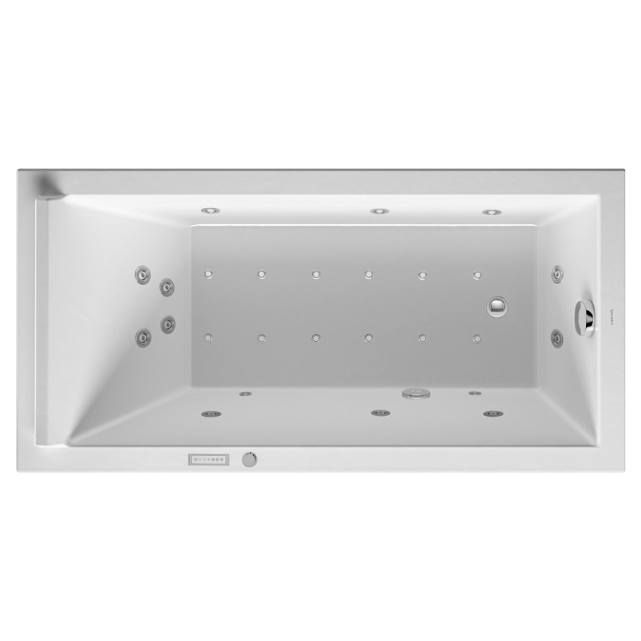 Baignoire STARCK
150 x 75 x 46 cm
Whirlpool, système Combi E
matière synthétique
à encastrer ou pour tablier
6 buses latérale d'air et
d'eau, 12 buses de sol d'air
4 buses dorsal d'air et d'eau
2 buses de massage plantaire
2 spots, vidage
chevalet de montage