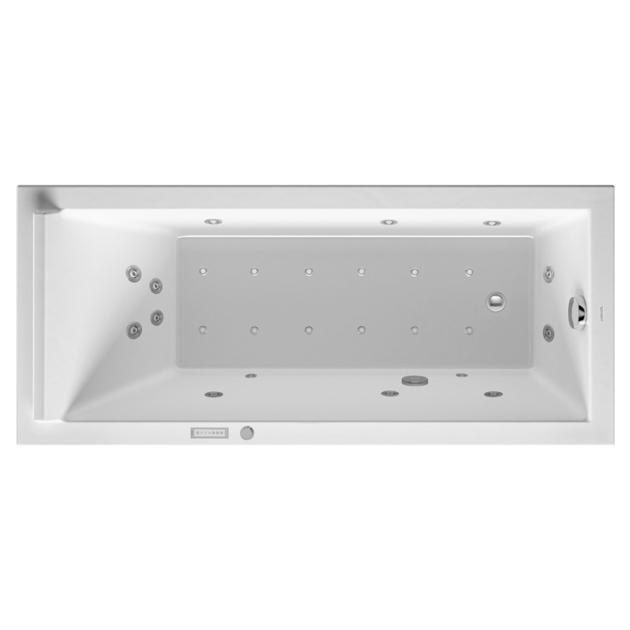 Baignoire STARCK
160 x 70 x 46 cm
Whirlpool, système Combi E
matière synthétique
à encastrer ou pour tablier
6 buses latérale d'air et
d'eau, 12 buses de sol d'air
4 buses dorsal d'air et d'eau
2 buses de massage plantaire
2 spots, vidage
chevalet de montage