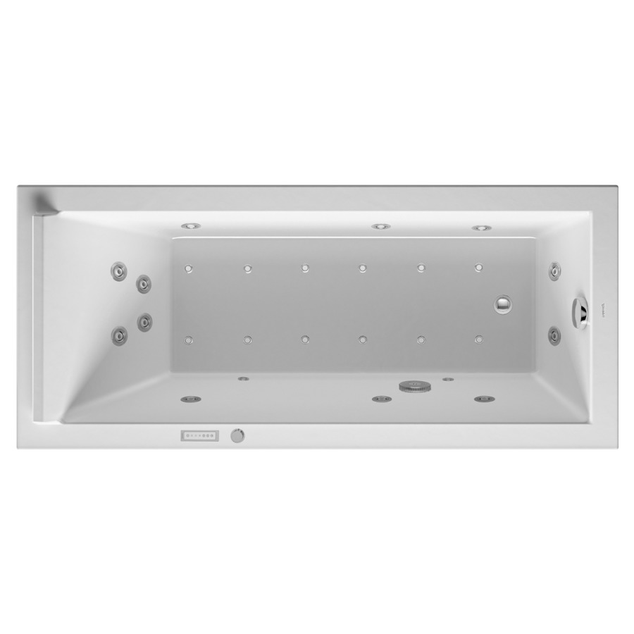 Baignoire STARCK
170 x 75 x 46 cm
Whirlpool, système Combi E
matière synthétique
à encastrer ou pour tablier
6 buses latérale d'air et
d'eau, 12 buses de sol d'air
4 buses dorsal d'air et d'eau
2 buses de massage plantaire
2 spots, vidage
chevalet de montage