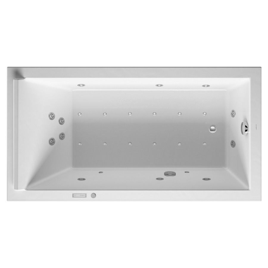 Baignoire STARCK
170 x 90 x 46 cm
Whirlpool, système Combi E
matière synthétique
à encastrer ou pour tablier
6 buses latérale d'air et
d'eau, 12 buses de sol d'air
4 buses dorsal d'air et d'eau
2 buses de massage plantaire
2 spots, vidage
chevalet de montage